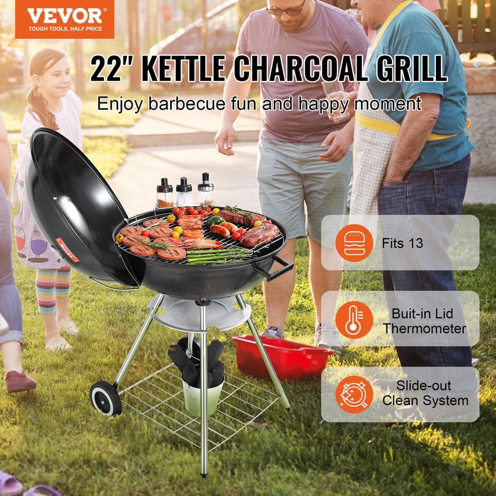 VEVOR 32'' Black Porcelain-Enameled Kettle Charcoal Grill