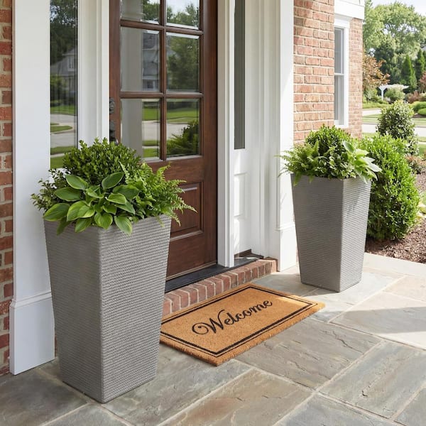 PexFix 27 in. H x 16 in. W Gray Outdoor Metal Planter Pot with
