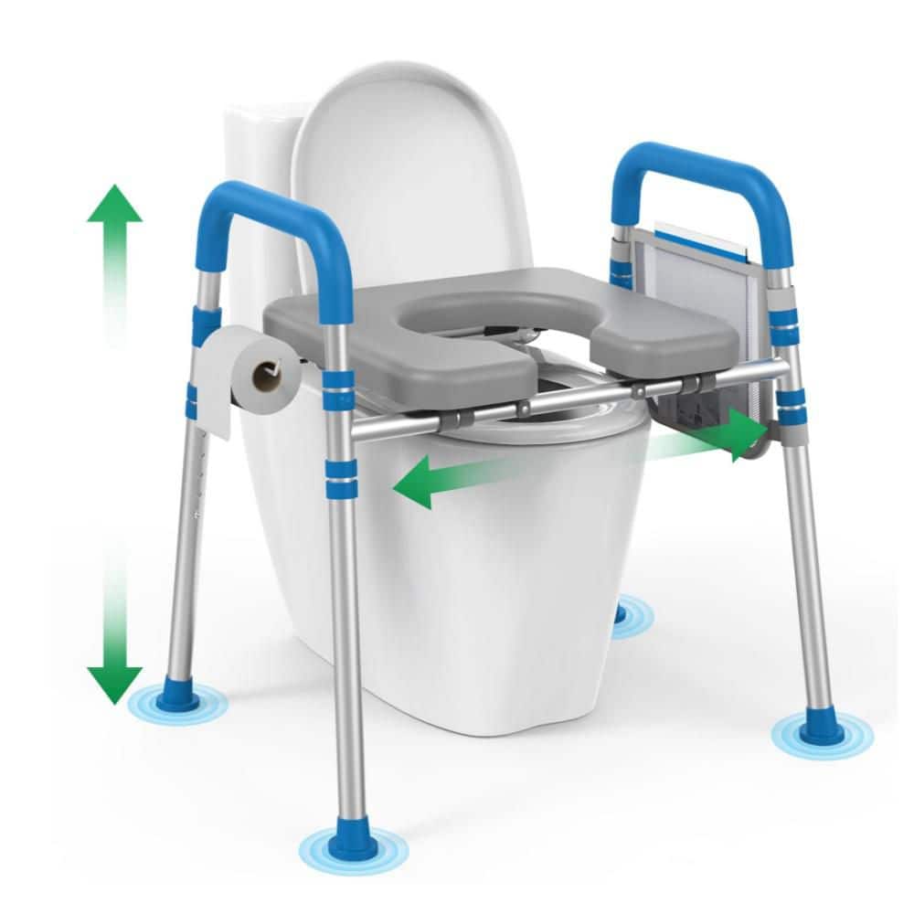 Aluminum Alloy Adjustable Raised Toilet Seat with Handles, Padded Toilet Seat Risers for Seniors, Support Up to 500 lb. price history on PriceWatchPro