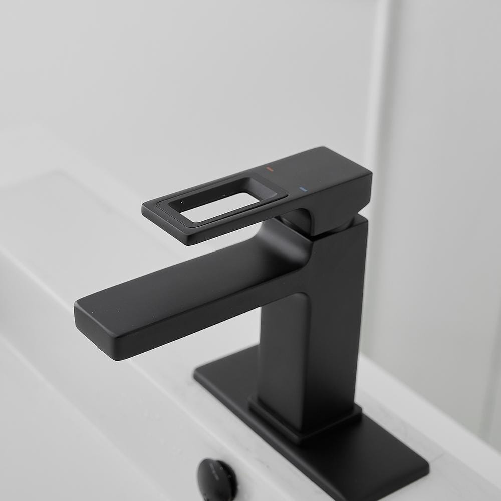 Matte Black Single-Handle Bathroom Faucet with Drain Assembly