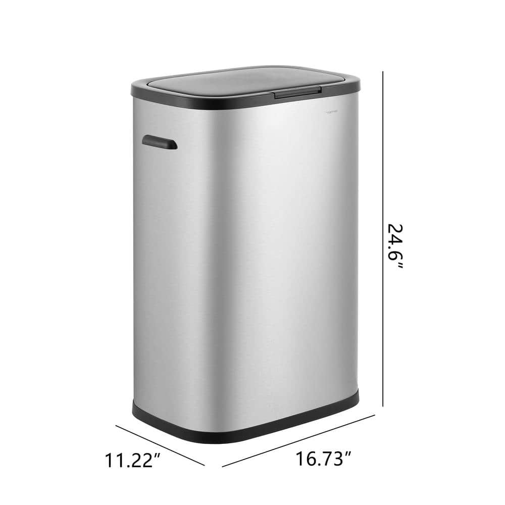 Platinum Silver 14.5-Gallon Fingerprint Resistant Metal Trash Can