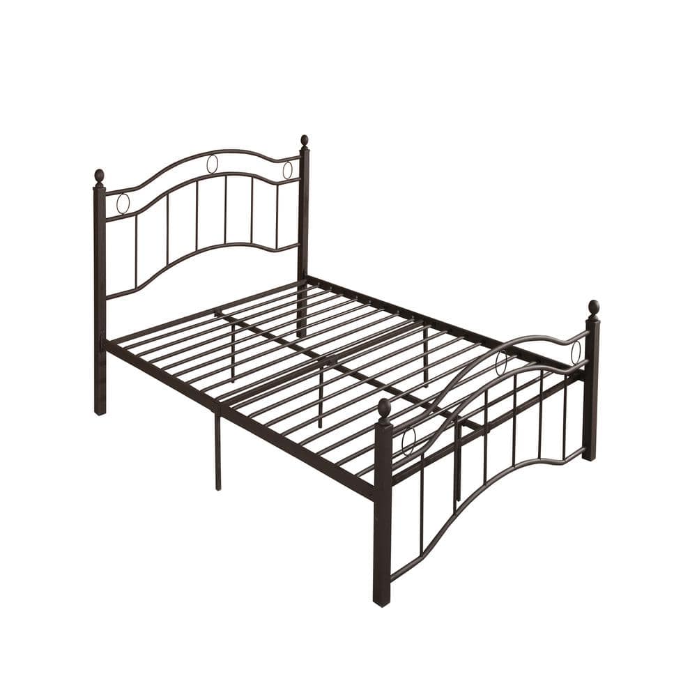 JASIWAY Bronze Metal Frame King Size Platform Bed with Headboard and ...