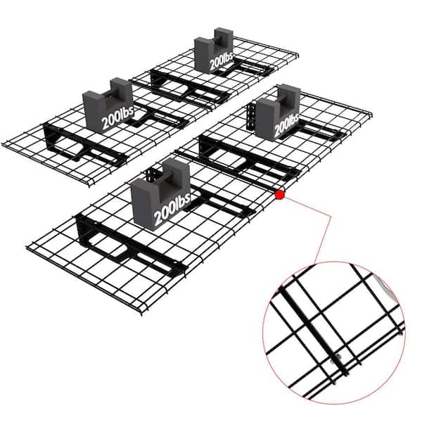 Lot De 2 étagères Murales 72x24 Pouces - Charge 560 Lbs, Acier Noir, Pour Garage
