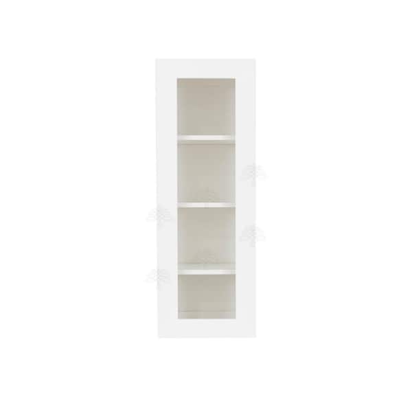 LIFEART CABINETRY Lancaster White Plywood Shaker Stock Assembled Wall Glass Door Kitchen Cabinet 12 in. W x 42 in. H x 12 in. D