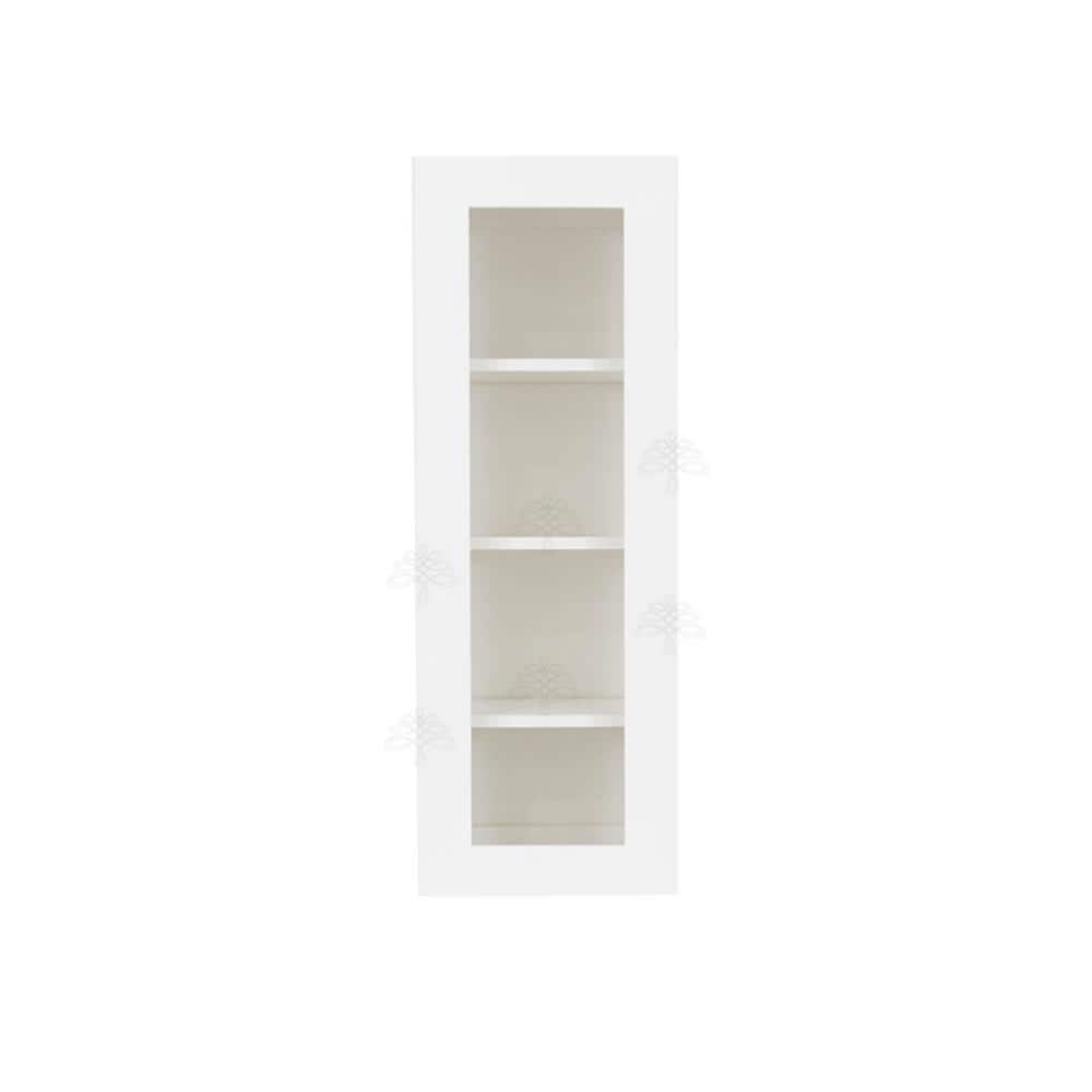 Lancaster White Plywood Shaker Stock Assembled Wall Glass Door Kitchen Cabinet 15 in. W x 42 in. H x 12 in. D price history on PriceWatchPro