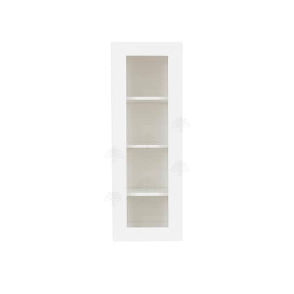 LIFEART CABINETRY Lancaster White Plywood Shaker Stock Assembled Wall Glass Door Kitchen Cabinet 18 in. W x 42 in. H x 12 in. D