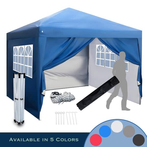LAUREL CANYON 10 ft. L x 10 ft. L Royal Blue Instant Canopy Pop-Up Tent with Sidewalls, Adjustable Legs