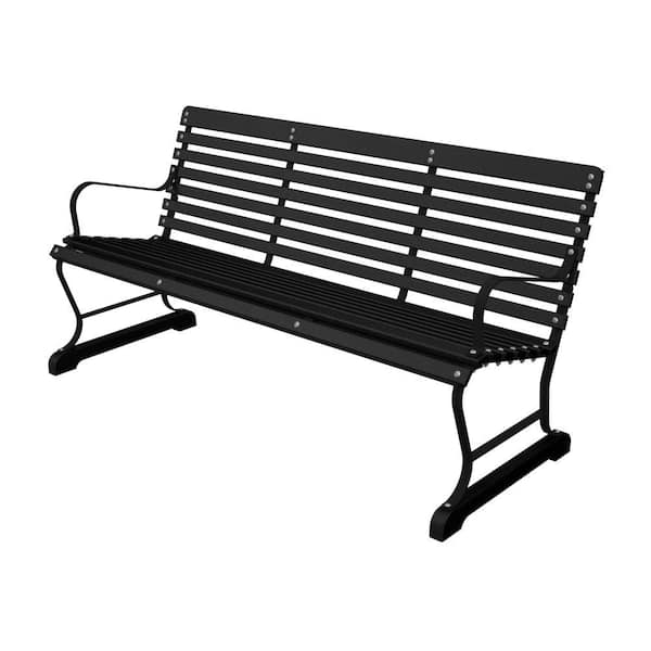 Ivy Terrace 60 in. Black and Black Plastic Outdoor Patio Bar Bench