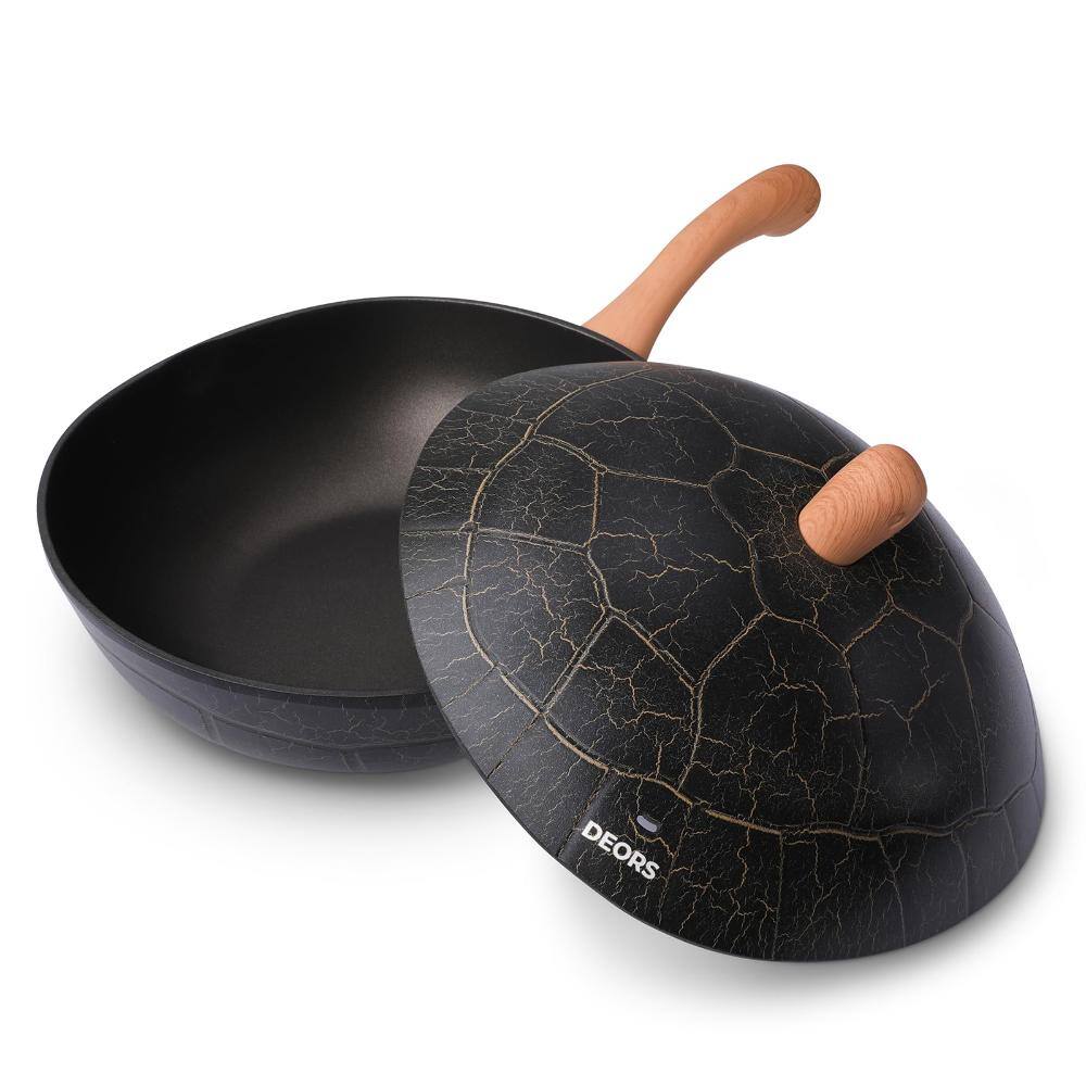 DEORS 12 Inch Nonstick Wok with Lid, Non Toxic, PFAS & PFOA Free