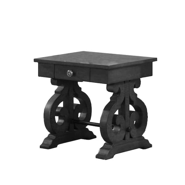 Best Quality Furniture Martha 26 in. Dark Gray Solid Wood End Table