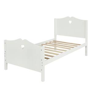 80 in. W Bed Frame Twin Platform Bed with Wood Slat Support and Headboard and Footboard - White