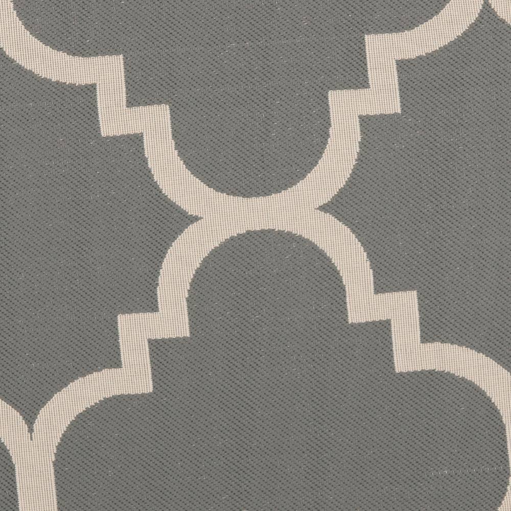 Gray Round Synthetic Flat Woven Outdoor Area Rug