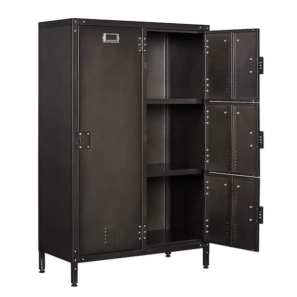LISSIMO 55 in. Height Steel Storage Cabinet with Lockable Doors, Metal Storage Locker Employees Locker with 4 Doors, for Gym