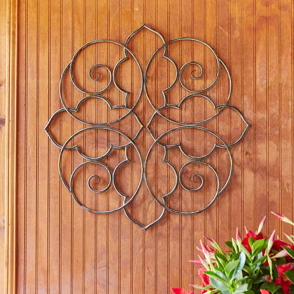 Ornate Bronze Metal Filigree Outdoor Wall Art