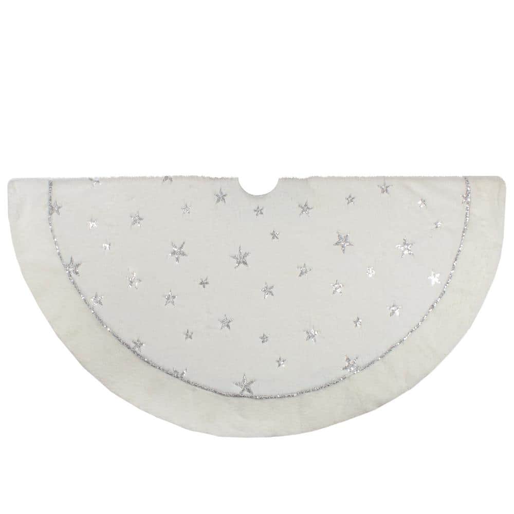 Northlight 48 in. White and Silver Star Christmas Tree Skirt 34315204 ...