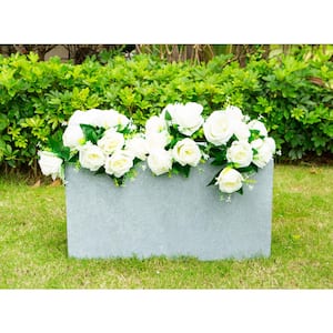 Small 23 in. L Slate Gray Lightweight Concrete Modern Low Outdoor Planter