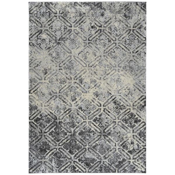 HomeRoots 8 X 11 Gray Geometric Runner Rug