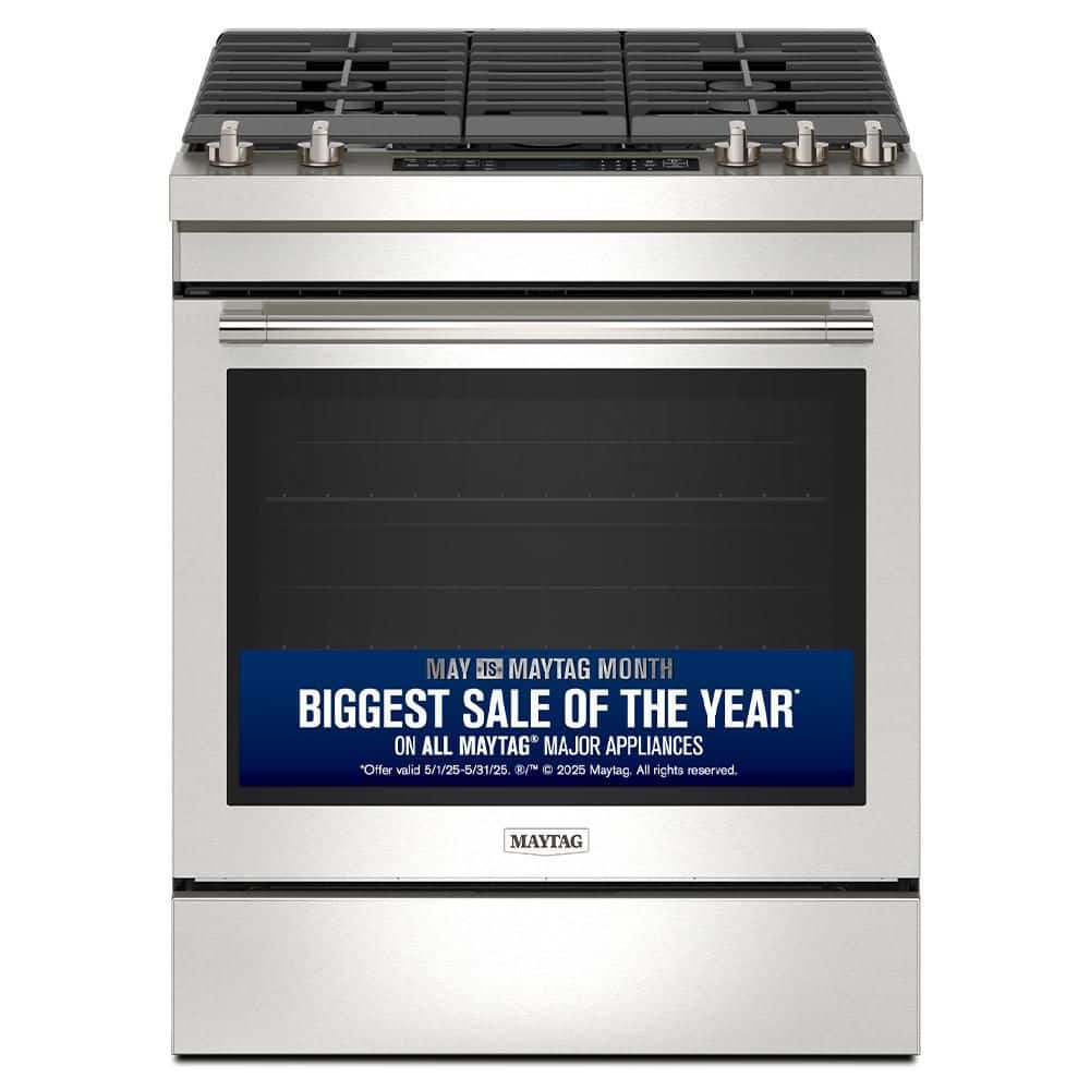 Maytag 30 in. 5 Burners Slide-In Gas Range in Fingerprint Resistant Stainless Steel