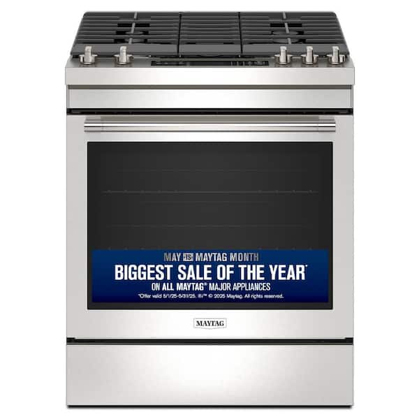 Maytag 30 in. 5 Burners Slide-In Gas Range in Fingerprint Resistant Stainless Steel