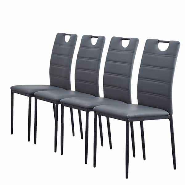 ATHMILE Light Gray Linen Dinning Chair with Metal Leg (Set of 4)