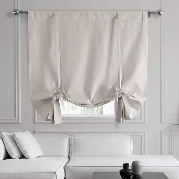 Exclusive Fabrics & Furnishings Supreme Cream Beige Dune Textured Solid Cotton 46in. W x 63in. L Room Darkening Rod Pocket Tie-Up Window Shade (1 Panel)