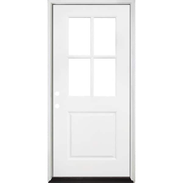 3/4 Deluxe Oval 2 Panel Fiberglass Exterior Door with Decorative Glass by  Therma-Tru