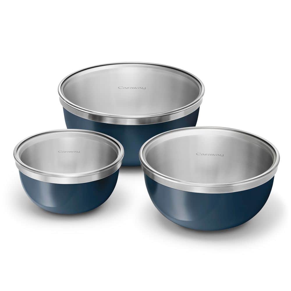 Caraway Premium Stainless Steel Mixing Bowl Set With Glass Lids, 6-pc Navy price history on PriceWatchPro
