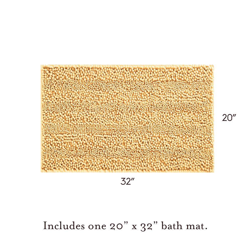 Yellow Chenille Non-Slip Polyester Bath Mat 20" x 34"