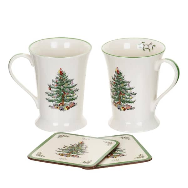 Christmas Coffee Mugs - Spode Christmas Tree Set of 4 Mugs