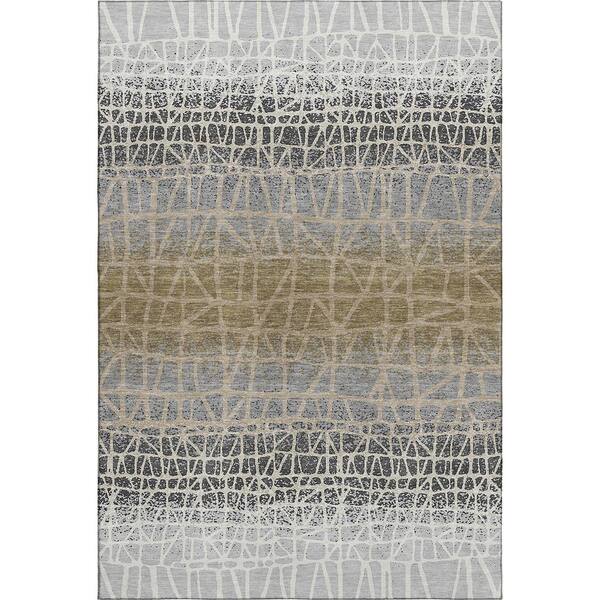 Mayfield Premium Machine Washable Abstract AMF2404 Gray 10 ft. x 14 ft. Area Rug