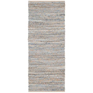 Cape Cod Natural/Blue 2 ft. x 6 ft. Distressed Diamonds Runner Rug