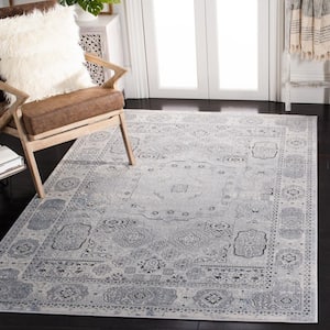 Alhambra Ivory/Gray 7 ft. x 7 ft. Traditional Distressed Square Area Rug