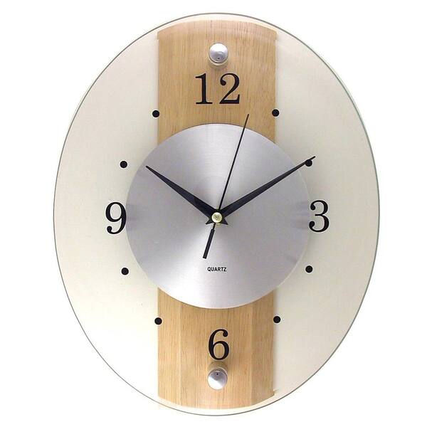 Timekeeper Products 10 in. x 13 in. Oblong Beveled Glass Wall Clock with Quartz Movement-DISCONTINUED