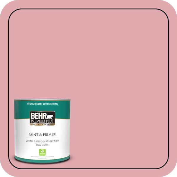 BEHR PREMIUM PLUS 1 qt. #130C-3 Raspberry Lemonade Semi-Gloss Enamel Low Odor Interior Paint & Primer