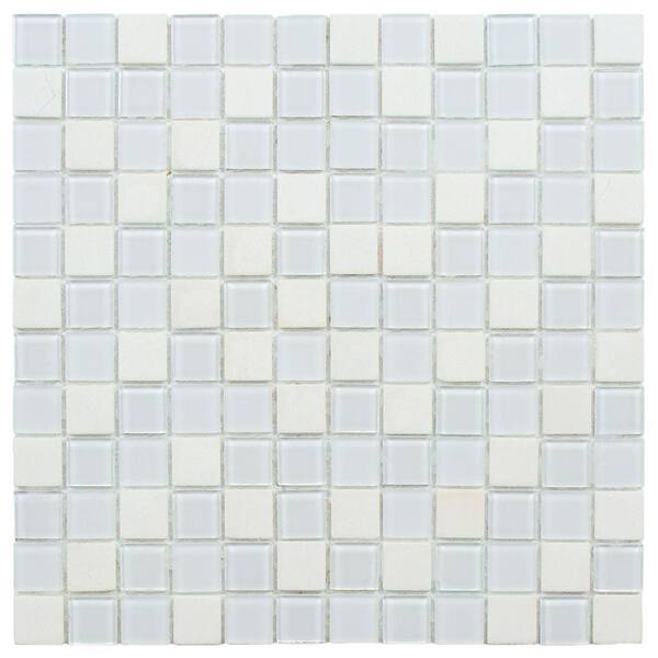 Merola Tile Spectrum Square Cordia 11-3/4 in. x 11-3/4 in. x 4 mm Glass and Stone Mosaic Tile