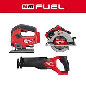 M18 FUEL GEN-2 18V Lithium-Ion Brushless Cordless Reciprocating Saw w/7-1/4 in Circular Saw & Jig Saw (3-Tool)
