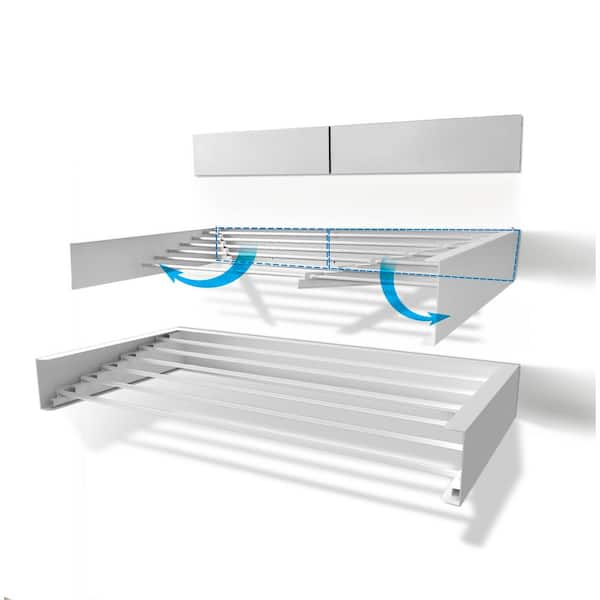 STEP UP 40 in. Indoor/Outdoor White Retractable Wall Mount Drying Rack