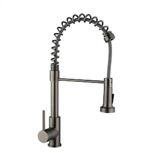 Single Handle Pull Out Sprayer Kitchen Faucet in Gun Metal