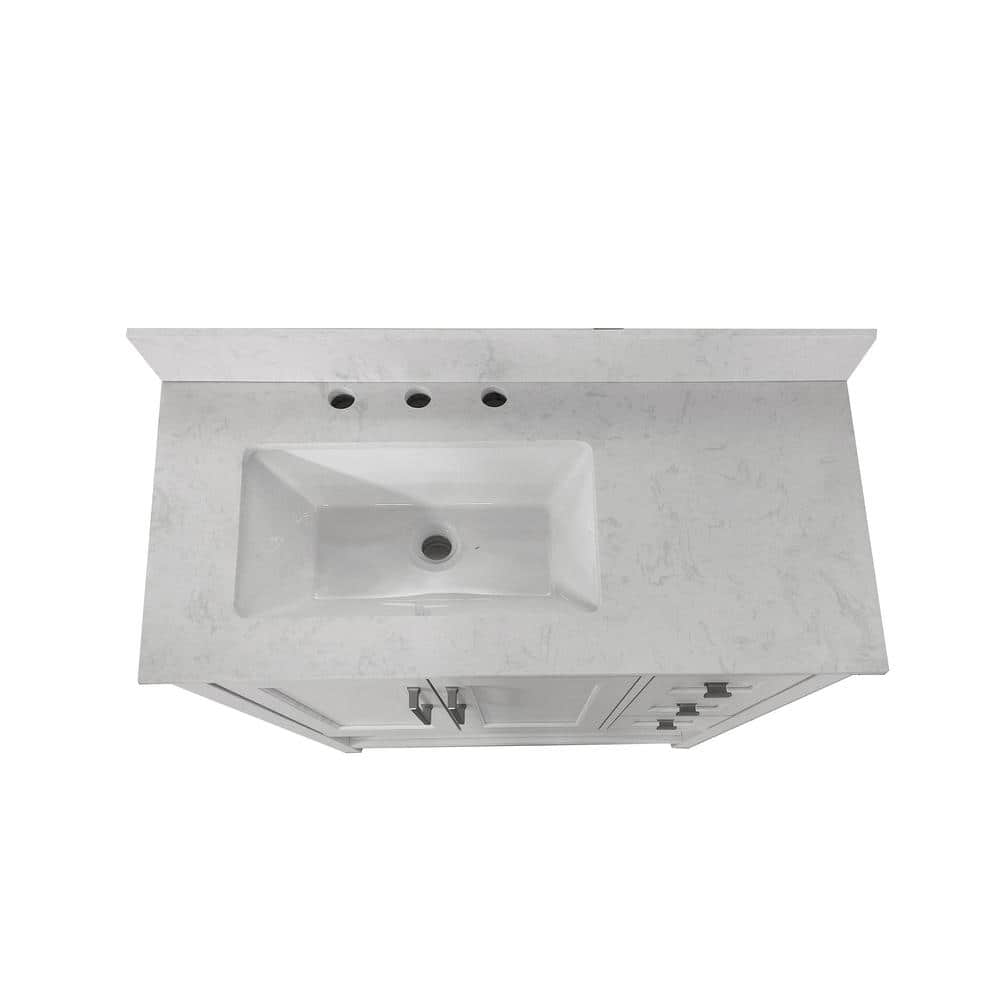 Vivien 36" White Composite Bathroom Vanity with Stone Top and Ceramic Sink