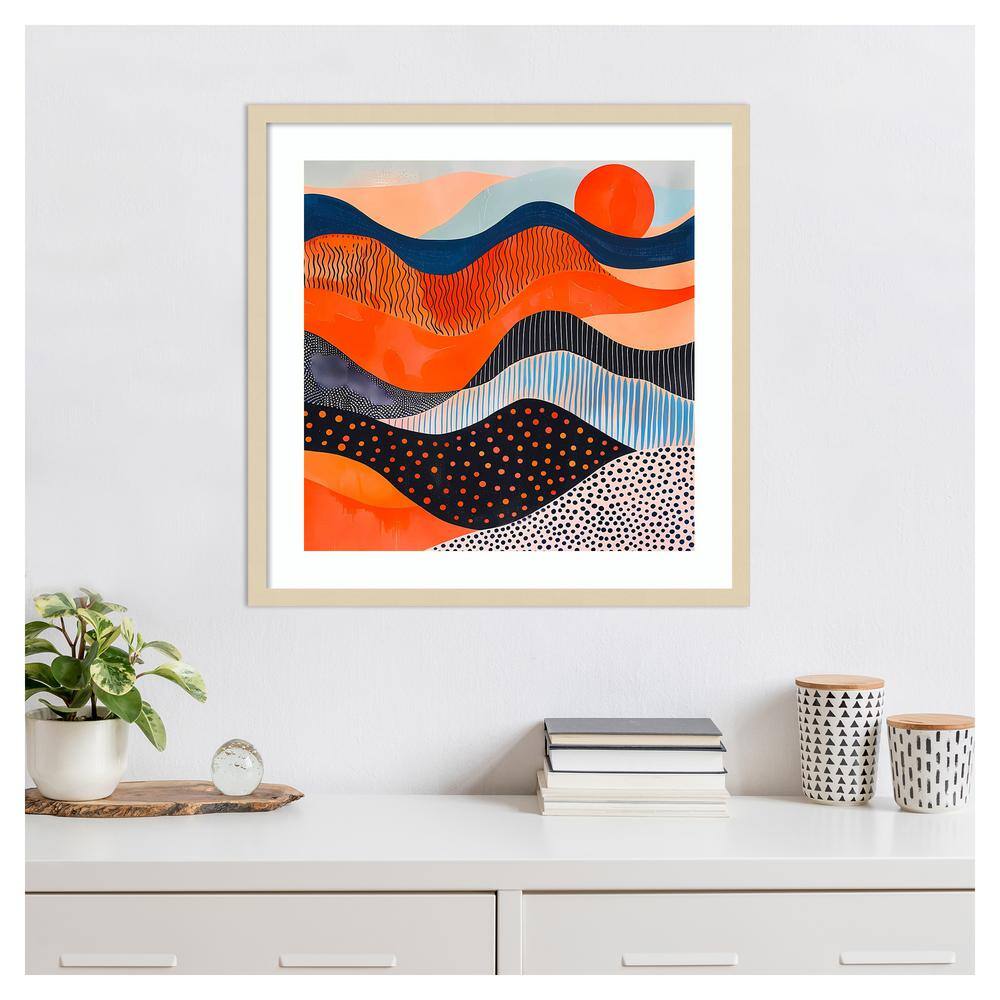 Abyss Abstract Graphic Art in Natural Wood Frame