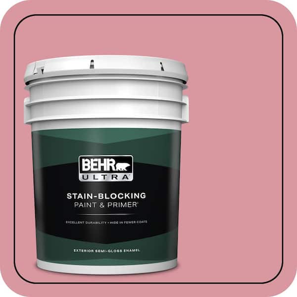 BEHR ULTRA 5 gal. #M150-4 Glow Pink Semi-Gloss Enamel Exterior Paint & Primer