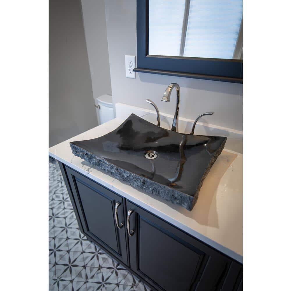 Large Black Granite Zen Rectangular Vessel Bathroom Sink