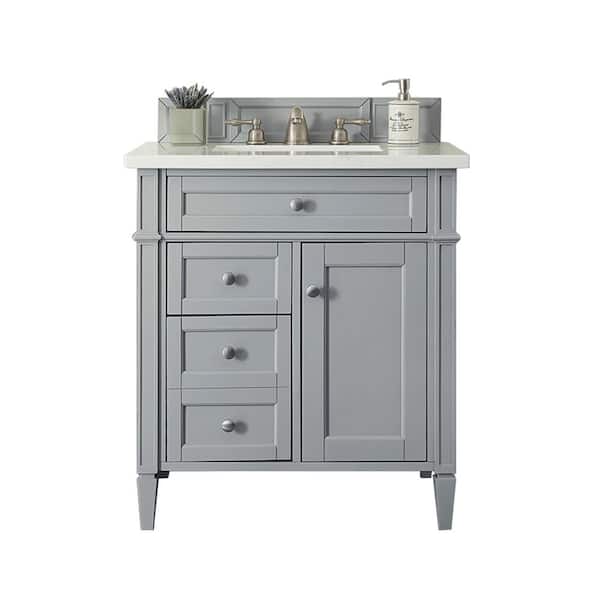 James Martin Vanities Brittany 30 in. W x 23.5 in.D x 34 in. H Single Vanity in Urban Gray with Solid Surface Top in Arctic Fall