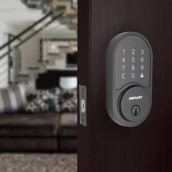 Round Matte Black Electronic Single Cylinder Deadbolt Wi-Fi Enabled Powered by Hubspace
