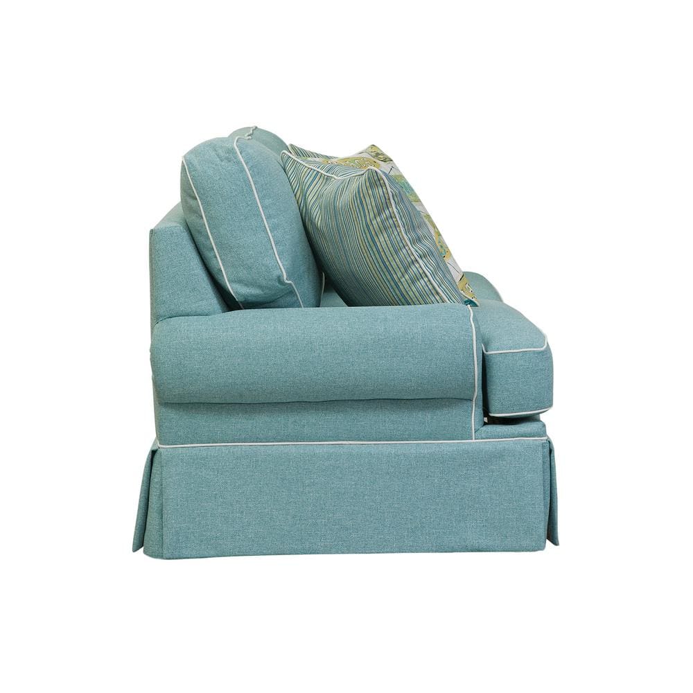 Aqua Upholstered Arm Chair with Reversible Cushions