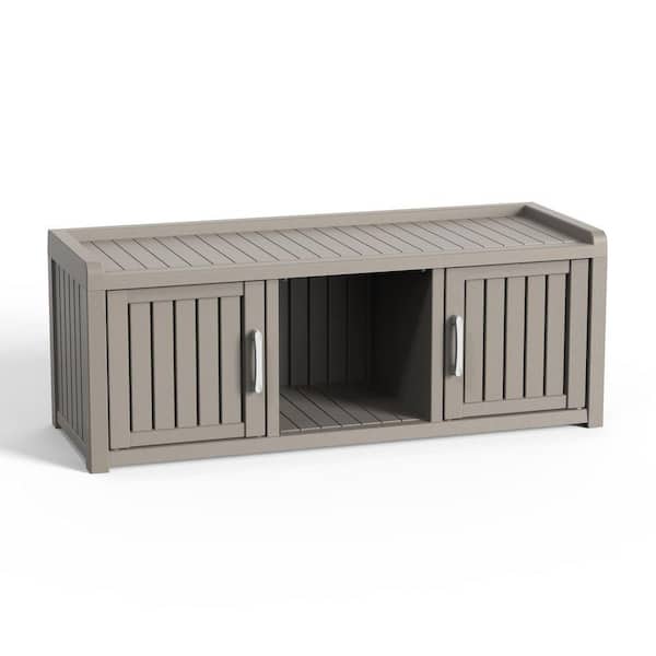 41Gal. Shoe Cabinet Waterproof UV-Resistant with Adjustable Shelves Gray 46.85 in. x 17.32 in. x 17.91 in. Deck Box