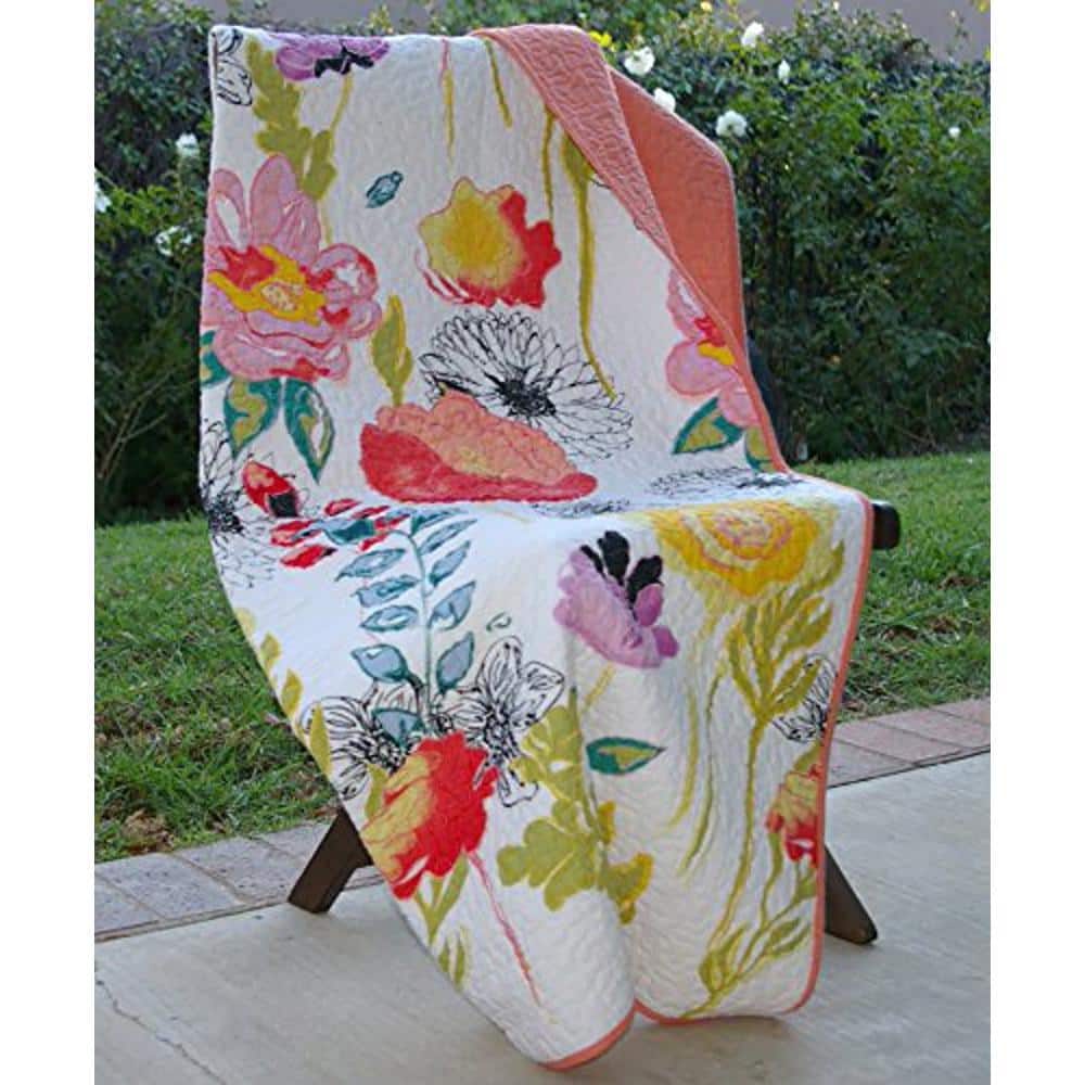 Artfully Chic Watercolor Dream Quilted Cotton Throw - Reversible