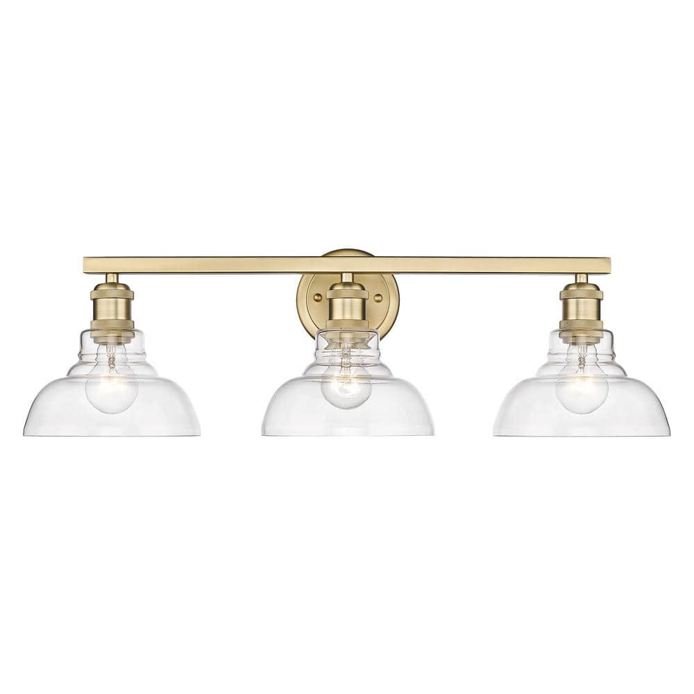 Brushed Champagne Bronze 3-Light Vanity Fixture with Clear Glass Shades