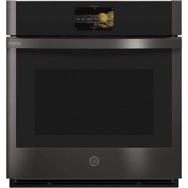 GE Profile 27 in. Smart Single Electric Wall Oven with Convection Self-Cleaning in Black Stainless Steel
