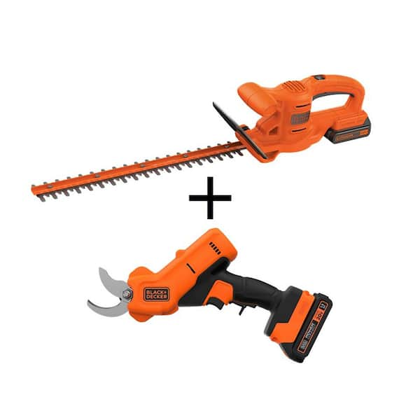 BLACK+DECKER 20V MAX Cordless Battery Powered Hedge Trimmer Kit and 20V ...